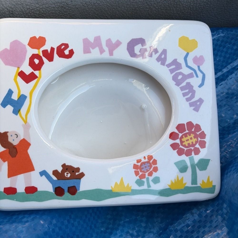 Vintage I Love My Grandma Ceramic Photo Frame 6.5" x 5" Russ Berrie MCM